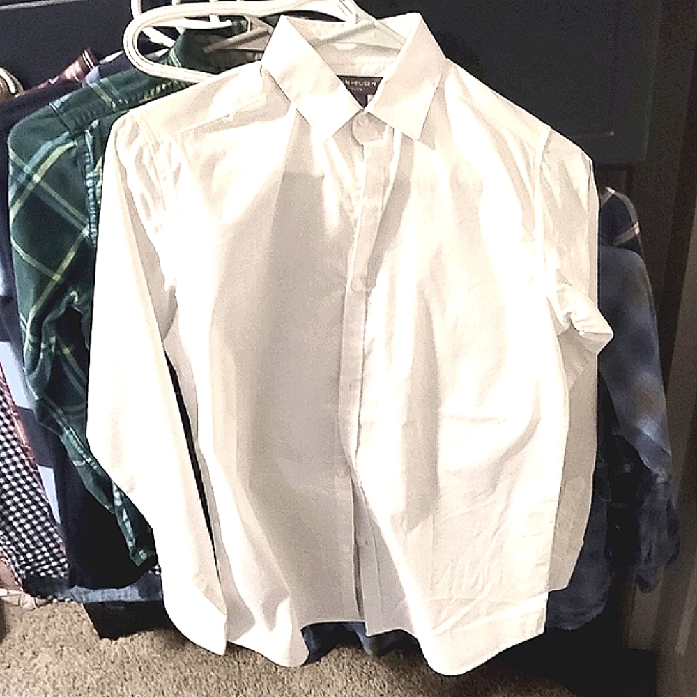 White Button Down Dress Shirt Boys Size 12 Van Huessen